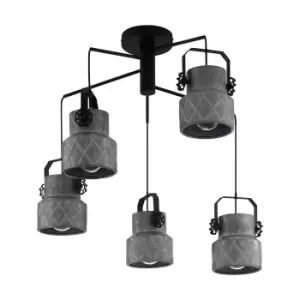 Hanging Ceiling Pendant Light Industrial Raw Steel 40W E27 Multi Lamp Feature