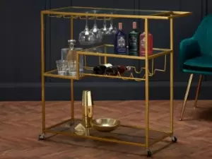 LPD Porter Glass and Gold Drinks Trolley Flat Packed