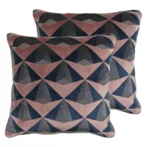 Paoletti Leveque Twin Pack Polyester Filled Cushions Blush/Navy