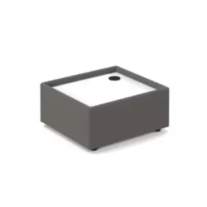 Alto modular reception seating wooden table with Ion power module - white top with present grey base