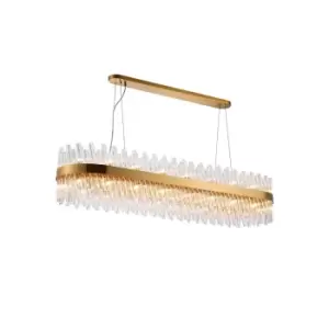 Lysander 36 Light G9, Ceiling Pendant Oblong, Brass, Clear Item Weight: 33.98kg