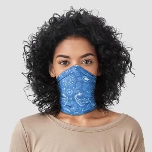 Blue Patterned Neck Scarf Face Covering