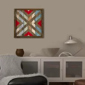 TAH002 Red Blue Brown Decorative Framed MDF Painting