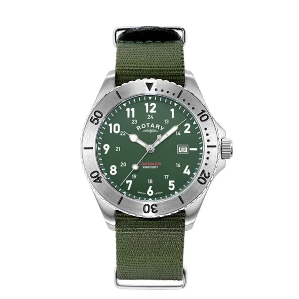 Rotary GS05475/56 Commando Green Nylon Strap Watch - W13186