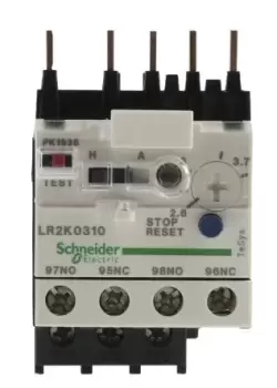 Schneider Electric Thermal Overload Relay - 1NO + 1NC, 2.6 3.7 A F.L.C, 3.7 A Contact Rating, 100 W, 250 V dc,