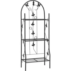 3-Layer Plant Rack Black 52x28x128cm Iron vidaXL - Black