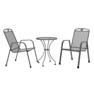 Royal Garden Savoy 2 Seat Steel Bistro Set - Grey