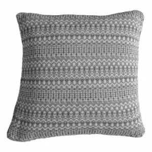 Crossland Grove Knitted Fairisle Cushion Grey 450x450mm