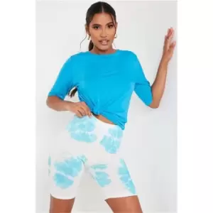 I Saw It First Tie Dye Cycle Shorts - Blue