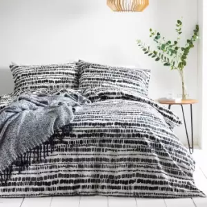 The Linen Yard Brush Stroke Duvet Cover Set (Superking) (Ink/White)