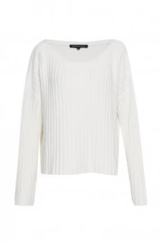 French Connection Riva Rib Knit Cropped Jumper White