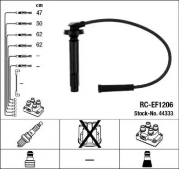 NGK RC-EF1206 Ignition Lead Set NTK Inductive Resistor 4 Circuit