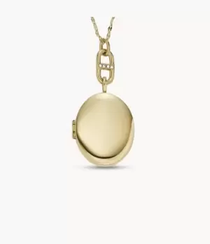 Fossil Women Locket Collection Gold-Tone Stainless Steel Chain Necklace