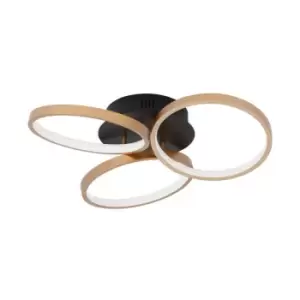 Merano - Hialeah Integrated LED Semi Flush Light Black, Brass Gold Steel, Aluminium, Silicon LED 28W 1550Lm 3000K