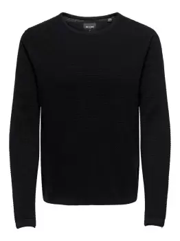 ONLY & SONS Texture Knitted Pullover Men Black