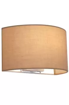 Wall Wash Light with Switch Semi-Circle Taupe Fabric Shade