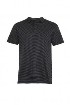 Mens French Connection Double Faced Alternative Stripe Polo Shirt Black Grey