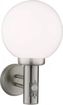 Stainless Steel Wall Globe with PIR Sensor, IP44 230V E27 60W