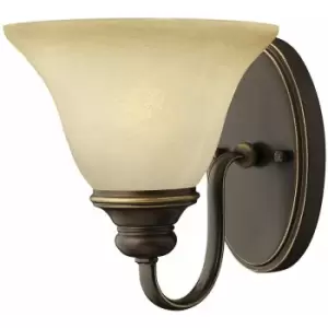 Loops - Wall Light Sconce Faux Alabaster Glass Uplighter Antique Bronze LED E27 60W