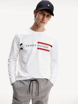 Tommy Hilfiger Corp Chest Stripe Long Sleeve T-Shirt - White