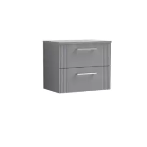 Nuie Deco 600mm Wall Hung 2 Drawer Vanity & Worktop - Satin Grey