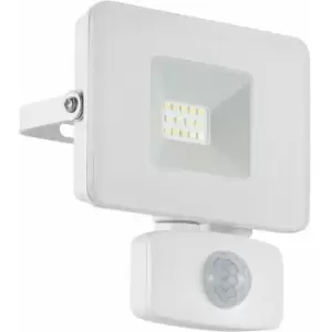 Loops - IP44 Outdoor Flood Light & pir Sensor White Aluminium 10W Built in led