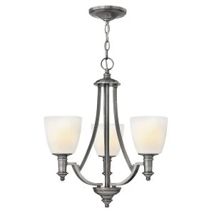 Multi Arm Chandelier 3 Light Antique Nickel Finish, E27