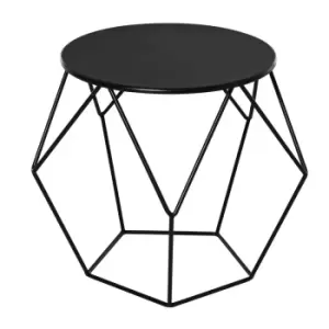 Homcom Geometric Steel Side Table Minimalist Black