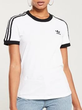 adidas Originals 3 Stripe Tee - White, Size 14, Women