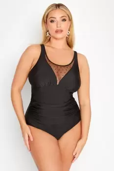 Spot Mesh Panel Swimsuit