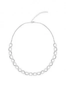 Simply Silver Sterling Silver 925 Cubic Zirconia And Polished Link Allway Necklace