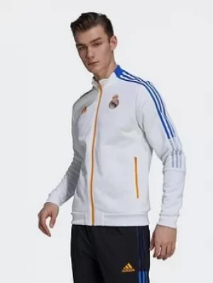 adidas Real Madrid Tiro Anthem Jacket, White, Size 2XL, Men