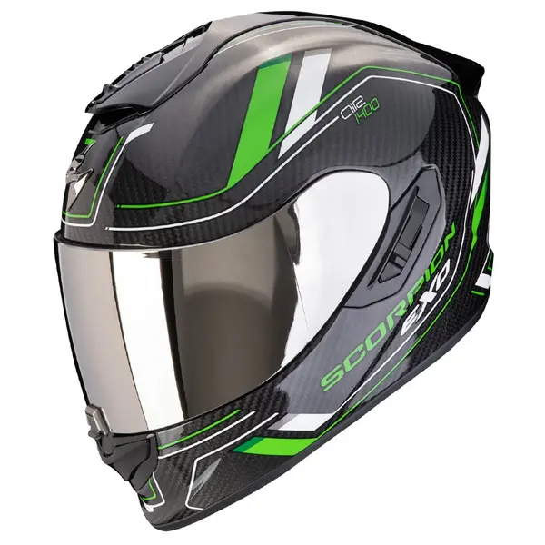 Scorpion EXO-1400 Evo II Carbon Air Mirage Black Green Full Face Helmet XL