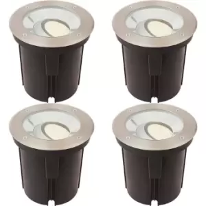 4 PACK Stainless Steel IP67 Ground Light - 16.5W Warm White Tilting Head LED