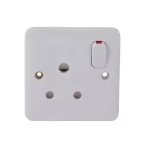 Schneider LWM 1G 15A Round Pin Switched Socket White - GGBL3090