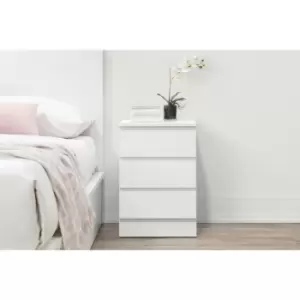 Oslo 3 Drawer Bedside White - White