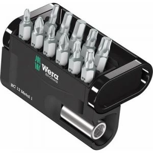 Wera Bit-Check 12 Metal 1 05057424001 Bit set 12 Piece Pozidriv, Phillips, TORX socket, Allen