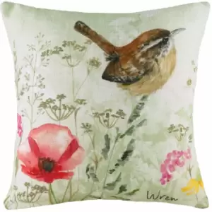 Evans Lichfield - Wren Waterclour Print Cushion Cover, Multi, 43 x 43 Cm