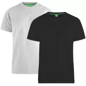 Duke Mens Fenton D555 Round Neck T-Shirts (Pack Of 2) (XL) (Black/Grey)