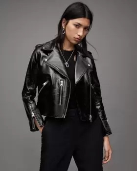 AllSaints Fern Shiny Leather Biker Jacket