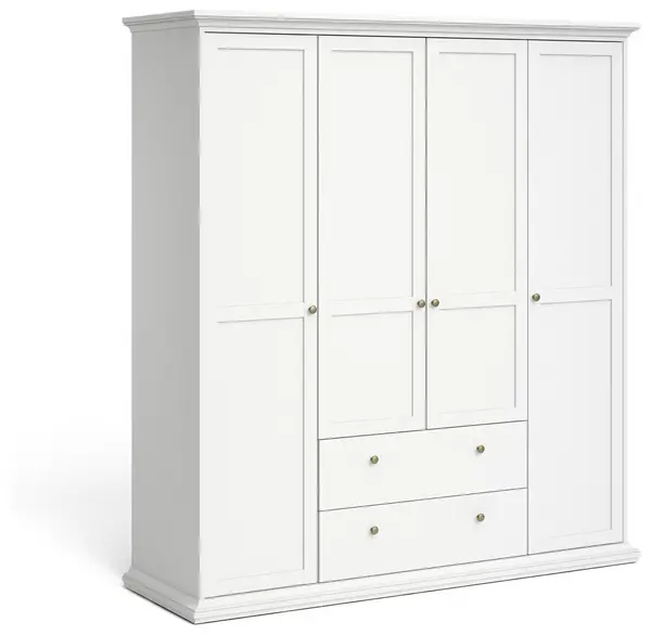 Tvilum Paris 4 Door 2 Drawer Wardrobe - White