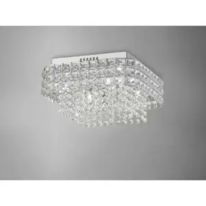 Ceiling lamp Edison square 4 bulbs polished chrome / crystal