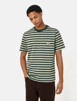 Carhartt-WIP Scotty Stripe Pocket T-Shirt (Regular) - Botanic Green/Agave Green