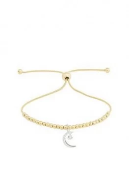 Simply Silver Sterling Silver 925 Swarovski Gold Celestial Toggle Bracelet