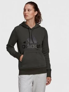 adidas Badge Of Sport Pullover Hoodie - Khaki, Size L, Women