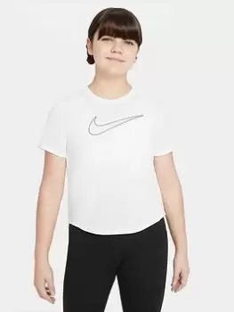 Nike Dri-FIT One Short Sleeve GX Top - White/Black, Size S+, Women