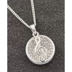 Music Collection Silver Plated Sparkle Clef Necklace