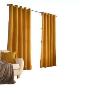 Furn Ellis Ringtop Eyelet Curtains (117 x 137 cm) (Ochre)