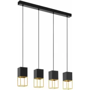 Pendant Ceiling Light Colour Black Gold Square Shades Bulb GU10 4x5W Included