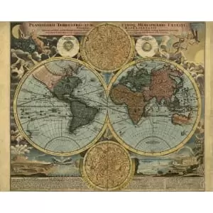 Vintage Map Multi Wall Mural - 3.5m x 2.8m